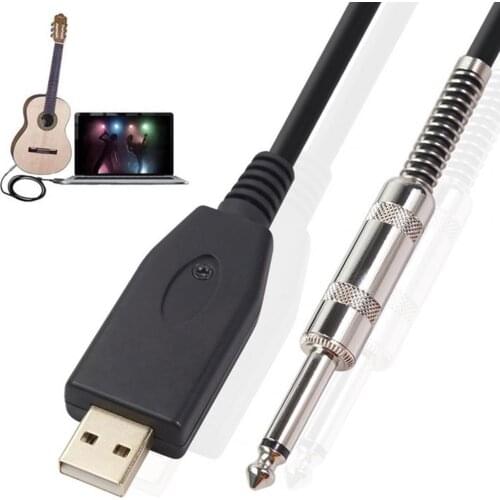 USB to Guitar Cable Interface Male to 6.35mm Jack Electric Guitar Accessories Audio Connector Cord Adapter for Instrument 3Meter