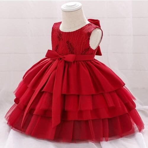 Xmas Gift Toddler Baby Bow Girl Dress Birthday Dress for 0-24M Baby Girl Princess Dresses Childrens Bridesmaid Baptism Dress
