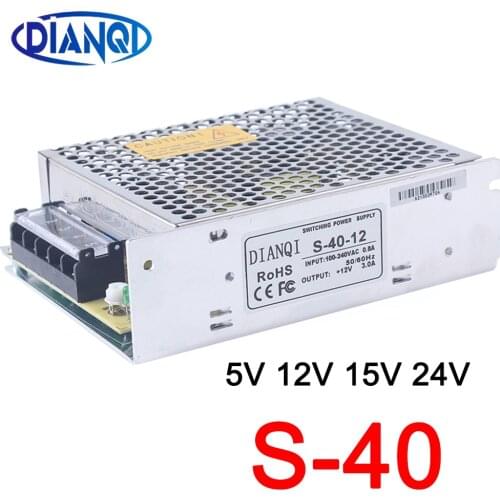 DIANQI led power supply switch S-40W 5V 12v 15V 24V power supply ac dc converter S-40-5 S-40-12 variable dc voltage regulator