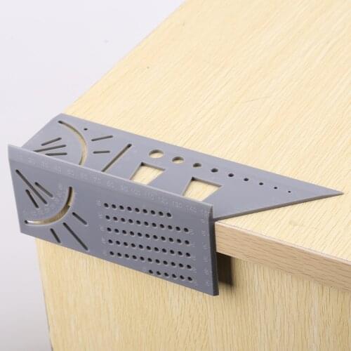 T-type 3D 45+90 Degree Mitre Angle Measuring Square Gauge Woodworking Scribe Mark Line Ruler Carpenter Layout Measuring Tools