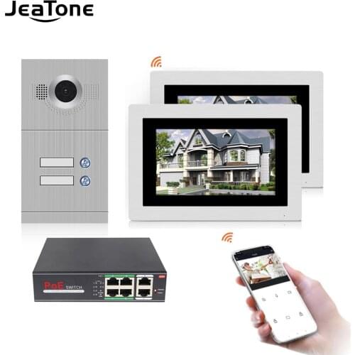 WIFI IP Video Door Phone Intercom System Video Doorbell 7'' Touch Screen for 2 Floors Apartment/8 Zone Alarm Support Smart Phone
