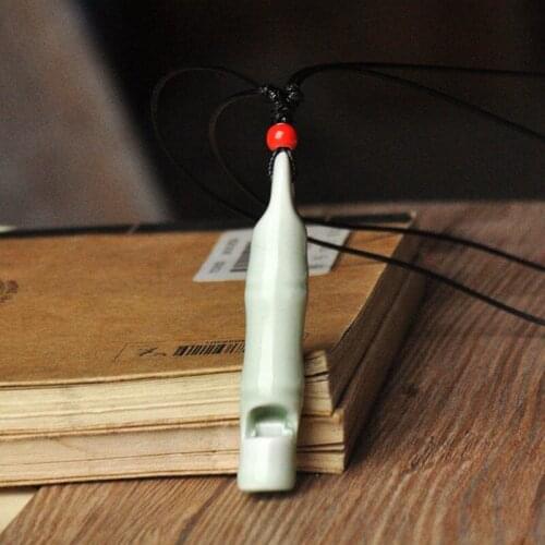 12 Pieces/Lot Vintage Rope Chain Necklace Elegant Bamboo Whistle Design Pendant Men Necklaces Ceramic Beads Choker For Women