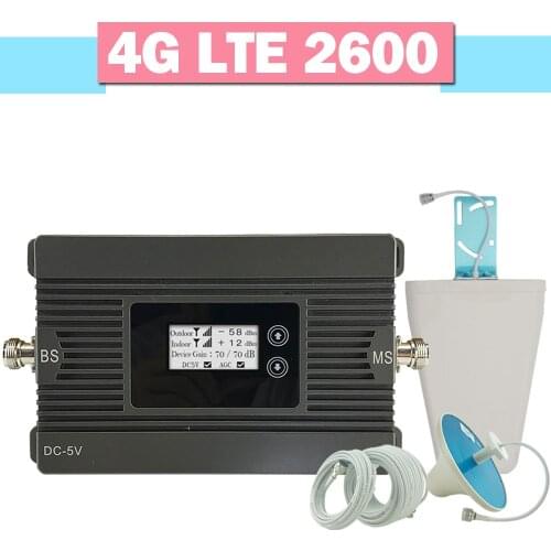 Walokcon 4G LTE 2600mhz Mobile Phone Signal Repeater Band 7 4G LTE Cellular Signal Repeater 80dB Gain LCD Display 4G Amplifier
