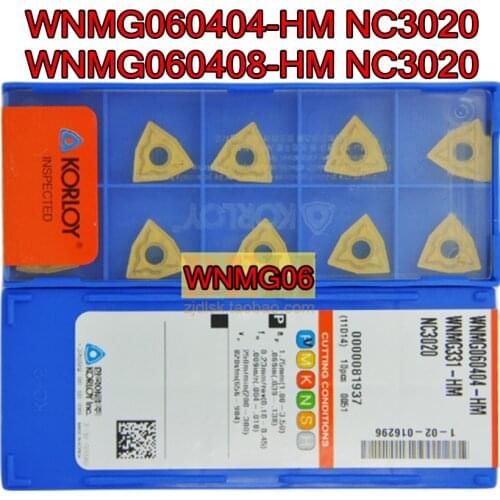 WNMG060404 WNMG060408-HM NC3020 10pcs/set KORLOY CNC carbide insert NC3020 Processing: steel Free shipping