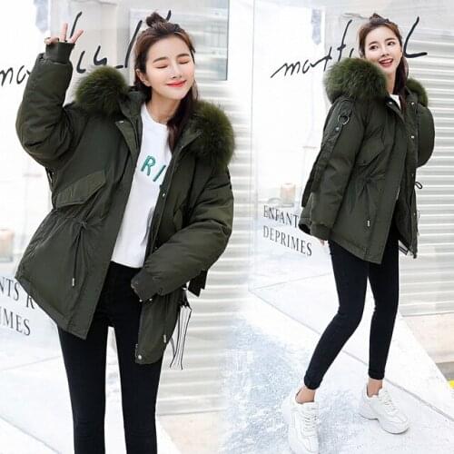 Women Down Parka Jacket 2020 New Fashion Winter Warm Thicken Coat Female Ladies Casual Cotton Big Fur Collar Hooded Outwear