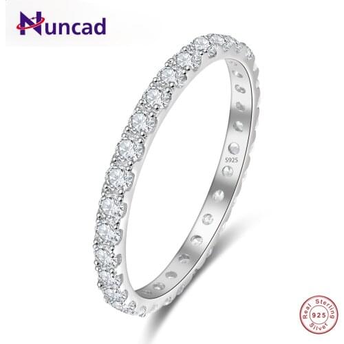 NUNCAD Womens 2.5mm Wide Zircon Ring 925 Silver Wedding Ring Jewelry Paving CZ Zircon Crystal Jewelry AAA Quality
