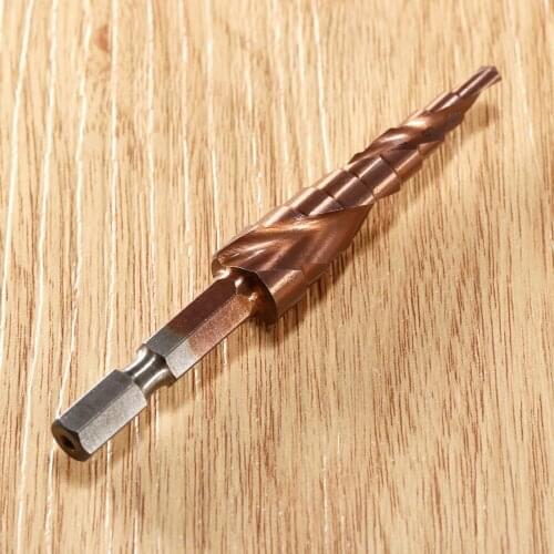 1Pc 4mm-12mm Hex Shank HSS-Co M35 Steel Spiral Groove Step Cone Drill Bit Stainless Steel Metal Wood Hole Cutter Power Tools