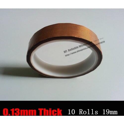 10 ROLLS (19mm*10M) Hot Packing Sealing Adhesive PTFE Tape, High Temperature Withstand up to 300 Degree, Hot Packing Insulate