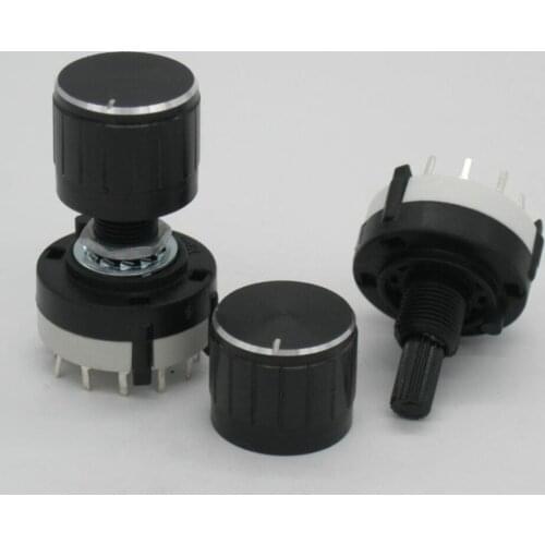 10pcs RS26 4 Pole Position 3 Selectable Band Rotary Channel Selector Switch Single Deck Rotary Switch Band Selector +10pcs knob