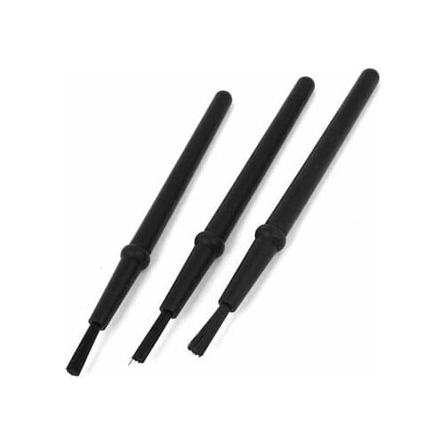 3PCS Black Plastic Round Handle Anti Static Dust Cleaning ESD Brush 20mm x 5mm