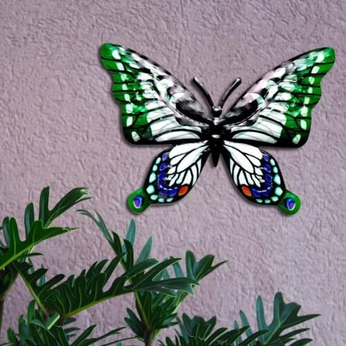3D Metal Butterfly Decor Wrought Iron Art Sculpture Wall Hanging Decoration For Indoor Outdoor Garden Yard Home Living Ornament