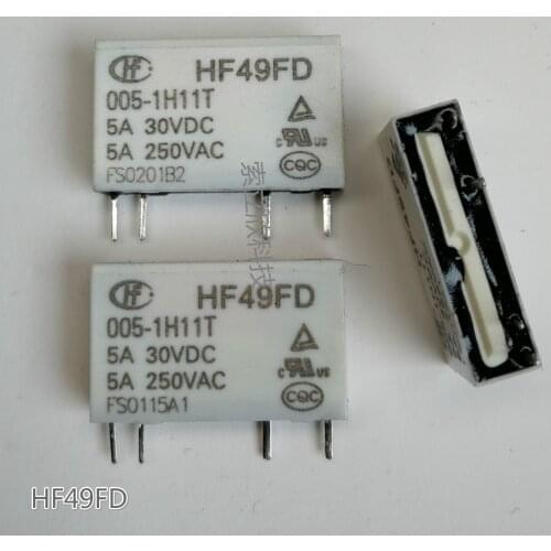 5pcs New Hf49fd/005-1h11t Relay 5v 5a 4pin Narrow Pin