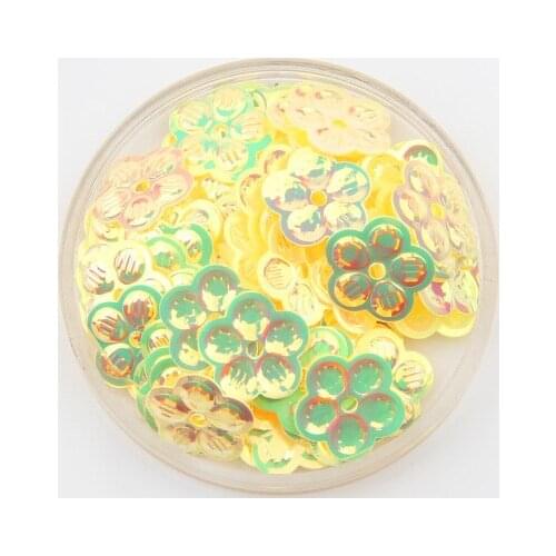 500pcs 13mm Flower Sequins With 1 Center Hole Plum Blossom Sewing,Wedding Craft,Kids DIY Garment Accessories Yellow Spangles