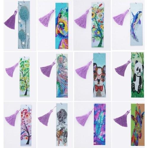5D Diamond Painting Exquisite Pretty Girl Leather Bookmarks Tassel Bookmarks Craft Decoration Special Shaped Diamond Embroidery
