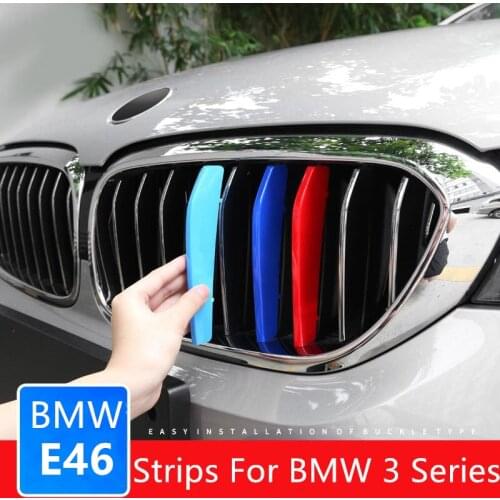Car Nice Grill Strips Sticker for BMW E46 2 Door Compact 1998-2005 3 Series Grille Stripes Motorsport M Performance Accessory