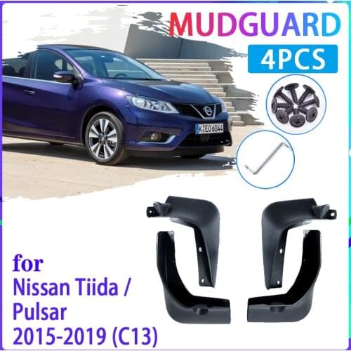 4 PCS Car Mud Flaps for Nissan Pulsar Tiida C13 2015~2019 2016 2017 2018 Mudguard Splash Guards Fender Mudflaps Auto Accessories