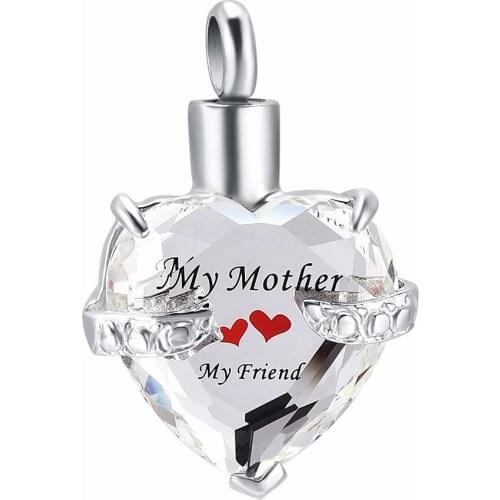 CMJ9790 "My Mother My Friend "Ashes Keepsake Necklace Cremation Urn Locket Necklace Urn Charm Pendant Snake Chain
