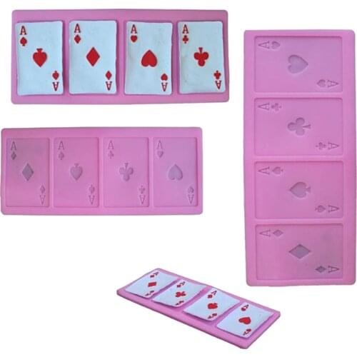 DIY A Poker Cookie Chocolate Silicone Mold Playing Cards Cake Fondant Mold Kitchen Baking Tool