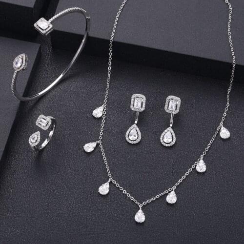 Janekelly Hotsale African 4pcs Bridal Jewelry Sets New Fashion Dubai Jewelry Set For Women Wedding Party Accessories Design