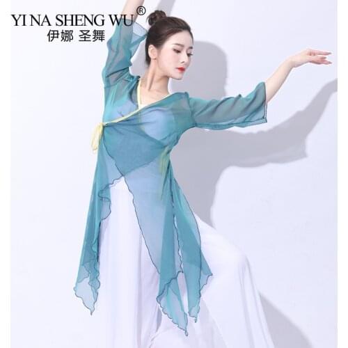 Classical Dance Costume Tops Female Adult Practice Clothes Elegant Ancient Style Draped Rhyme Dress National Dance Costume New