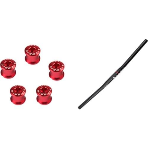 Litepro 5 Pcs Bicycle Chainwheel Screws Alloy CNC Double Chainring Bolt & 1 Pcs Full Carbon Fiber Folding Bike Handlebar