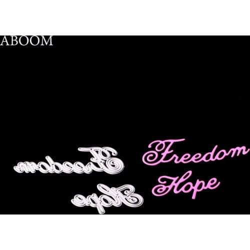 ABOOM 1PC Freedom Hope Letter Metal Carbon Steel Cutting Dies Embossing Folder Decorative Paper Card Scrapbooking Album Template