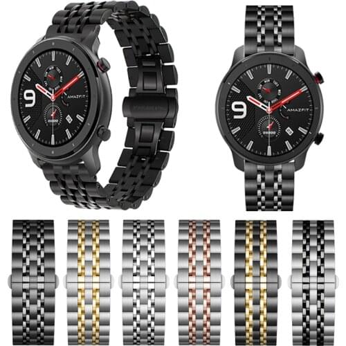 Metal Wrist Strap for Amazfit Bip lite/Stratos 2 2S / Pace Band for Xiaomi Huami Amazfit GTR 47mm 42mm Stainless Steel Bracelet