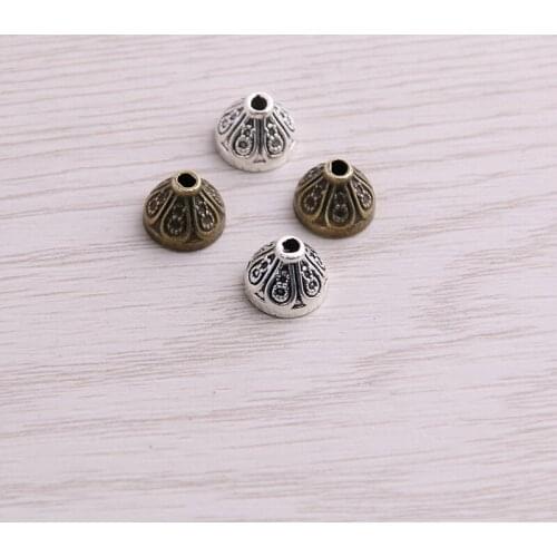 SWEET BELL 120pcs 7*10*10mm Two Color Bead Caps Charm Hollow Flower Pendants Jewelry Accessories DIY Receptacle Charms