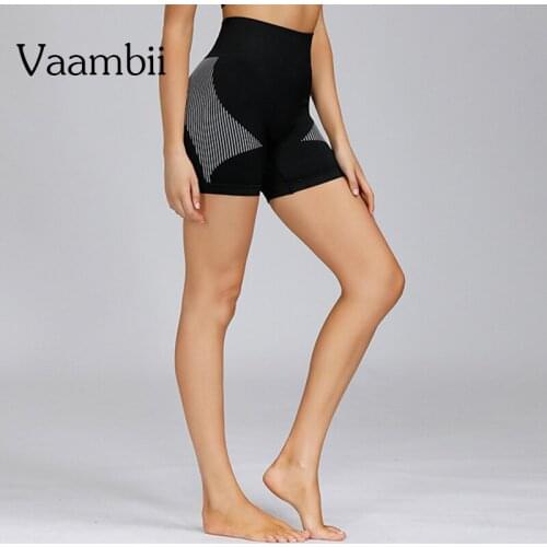 Fashion Seamless Fitness Shorts Womens Stripe Short Leggings Pants Athletics High Waist Gym Sports Shorts Sport Clothing