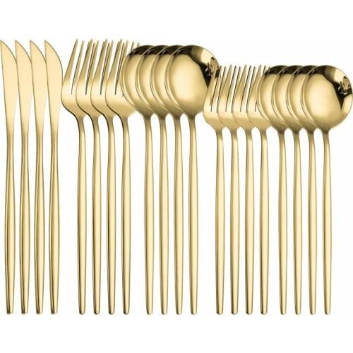 Gold Dinnerware Set Gold Stainless Steel Cutlery Set Knife Fork Spoon Tableware Kitchen Flatware Dinner Western Eco Friendly
