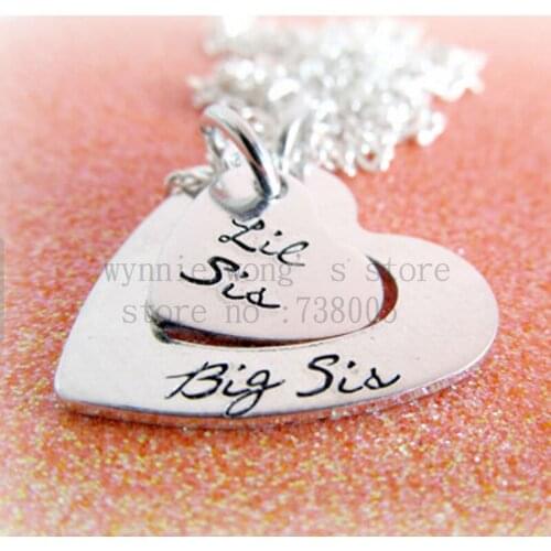 2015 new arrive Sister Jewelry Big Sis Little Sis Necklaces Hand Stamped Necklace best friend BFF Forever necklace