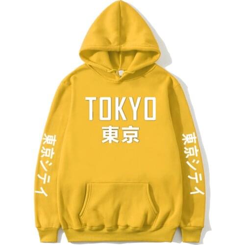 2021 New Arrival Japan Harajuku Hoodies Tokyo City Printing Pullover Sweatshirt Hip Hop Streetwear Men/Women black hoodies