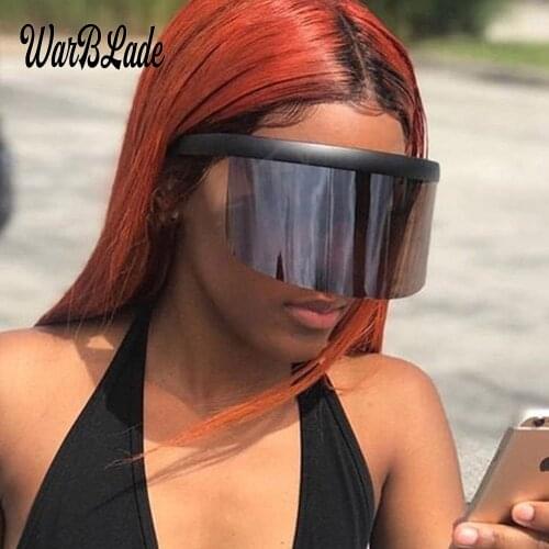 New Sunglasses Oversize women sunglasses Large frame reflective Sunglasses Wind Men Sun Glasses Retro square Rimless Glasses