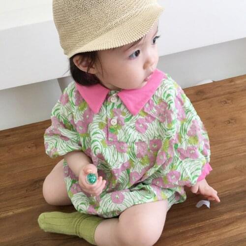 2020 Autumn Baby Bodysuits Girls Flower Baby Bodysuit Children Hoody Bodysuit