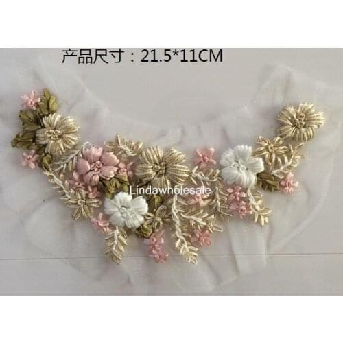 Ribbon embroidery patch,Clothes hat flower decorations,clothing accessories,2pcs/lot