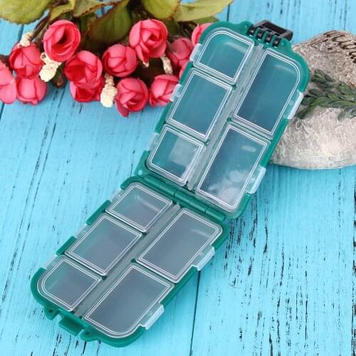 Plastic Box Fishing Tackle Box Small Accessory Box Storage Fishing Lure Bait Hook Square Fishhook Box with 10 Small Compartment