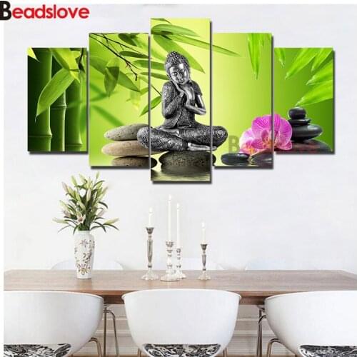 Full square round diamond embroidery Silver Zen Buddha bamboo 5d diamond painting sale mosaic diamond needlework cross stitch