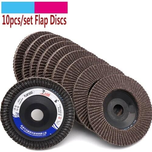 10pcs Hole 16mm Grinding Flap Disc Wheels Sanding Discs 60 to 240 Grit For Angle Grinder Metal Plastic Wood Abrasive Tools