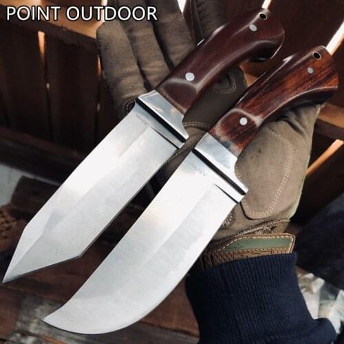 Top Quality Tactical Full Tang Fixed Blade Wood Handle,Military Fighting Bowie Knife,Outdoor Camping&Hiking Hunt Survival Knives