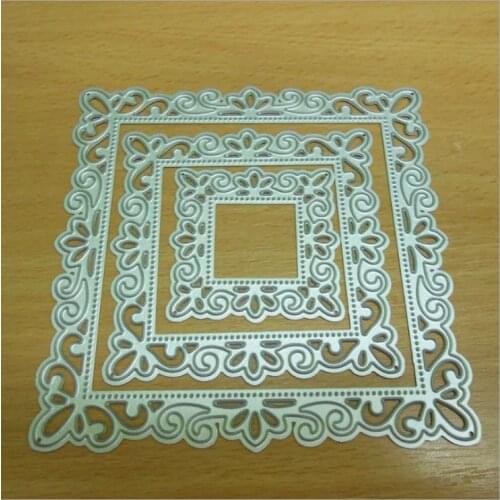 3pcs Pierced Frame Cut Dies Scrapbooking Steel Cutting Dies Stencils Embossing DIY Card Photo Album Template Metal Craft