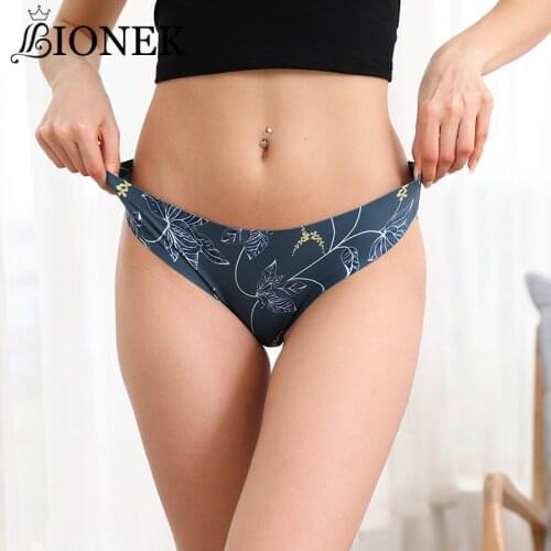 BIONEK Women Sexy Panties Underwear Seamless Printed Underpants Traceless Floral Lingerie Womens Briefs Female Summer Intimates