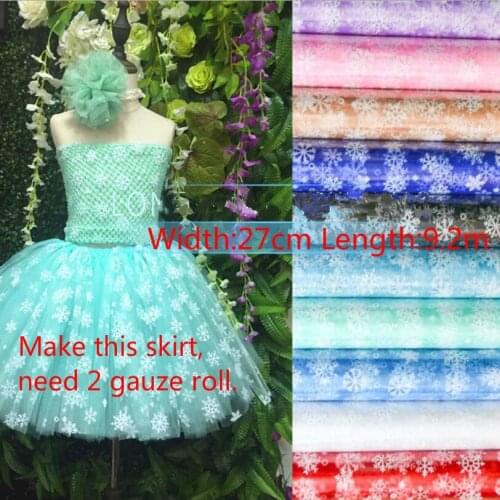 27cmx10y Wedding Snowflake Tulle Roll Knit Sewing Mesh Fabric Diy Tutu Skirt Organza Birthday Party Christmas New Year Supplies