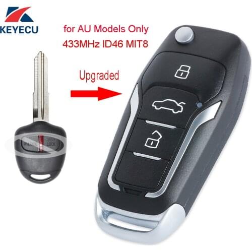 KEYECU Replacement Upgraded Flip Remote Car Key Fob 2 Button 433MHz ID46 for Mitsubishi Pajero, Lancer &Outlander in Australia
