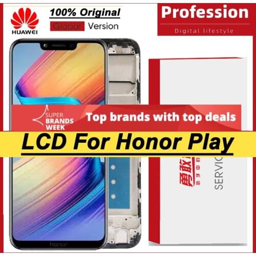100% Original 6.3'' Display with frame for Huawei Honor Play COR-L29 LCD Touch Screen Digitizer Assembly Repair Parts