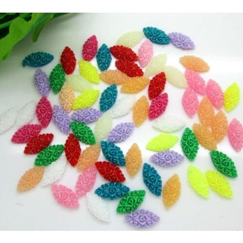 200Pcs 7x15mm Mixed Eyes Flower Design Resin Decoration Crafts Beads Flatback Cabochon Scrapbook DIY Embellishments Accessories