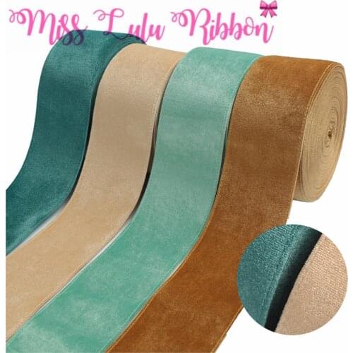 3"75mm Solid Korea Velvet Ribbon Autumn Winter DIY Hair Bowknots 20yards/roll Cloth Sewing Material Green Lt.Brown Party Decor