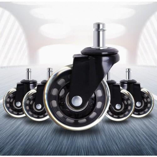 5Pcs 3" Universal Office Chair Caster Wheels Mute 650lbs Furniture Replacement Casters Rubber Soft Safe Roller Wheel Hardware