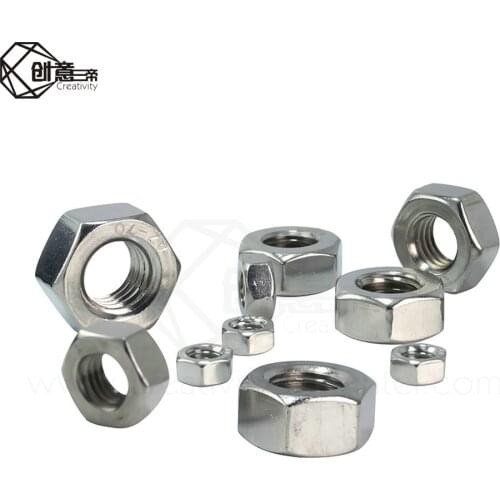 50/100PCS Hex Nuts Metric DIN934 M2 M3 M4 M5 M6 Stainless Steel Metric Thread Hex Nut
