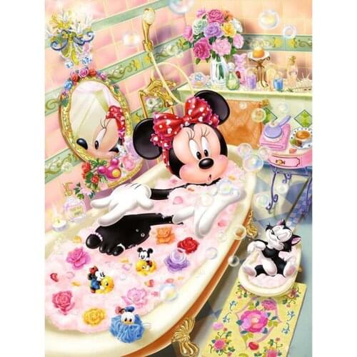 5D Square/Round Diamond Painting Disney Mickey Takes A Bath Diamond Embroidery Cross Stitch Kits Mosaic Home Decor Painting