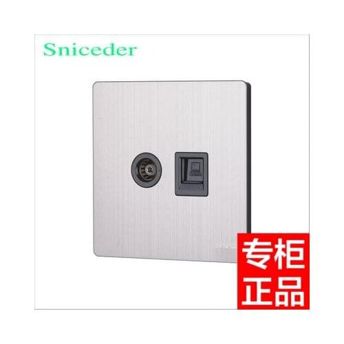 86 wall switch panel S8 stainless steel wire drawing TV plus telephone jacks